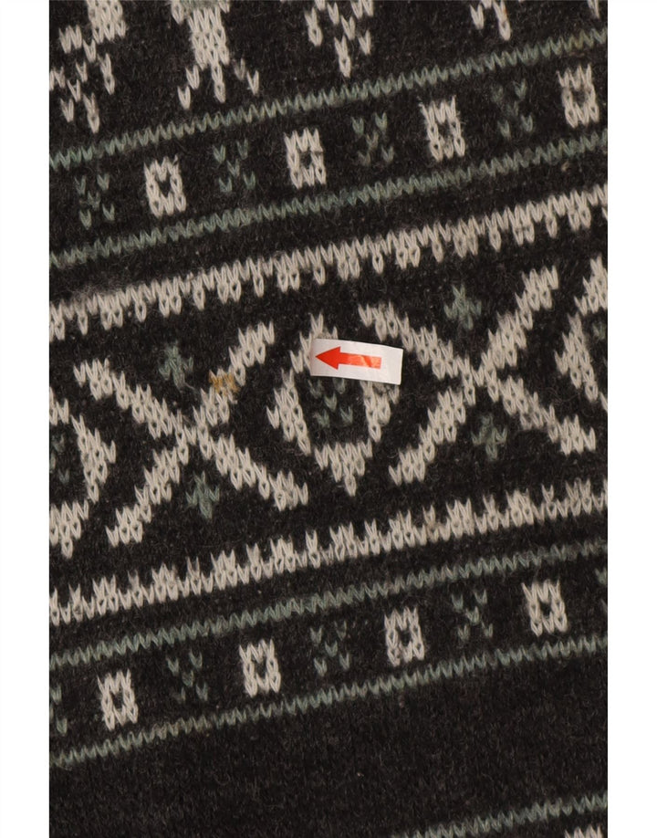 Henry Scott Herre Crew Neck Jumper Sweater Medium Grey Fair Isle Akryl