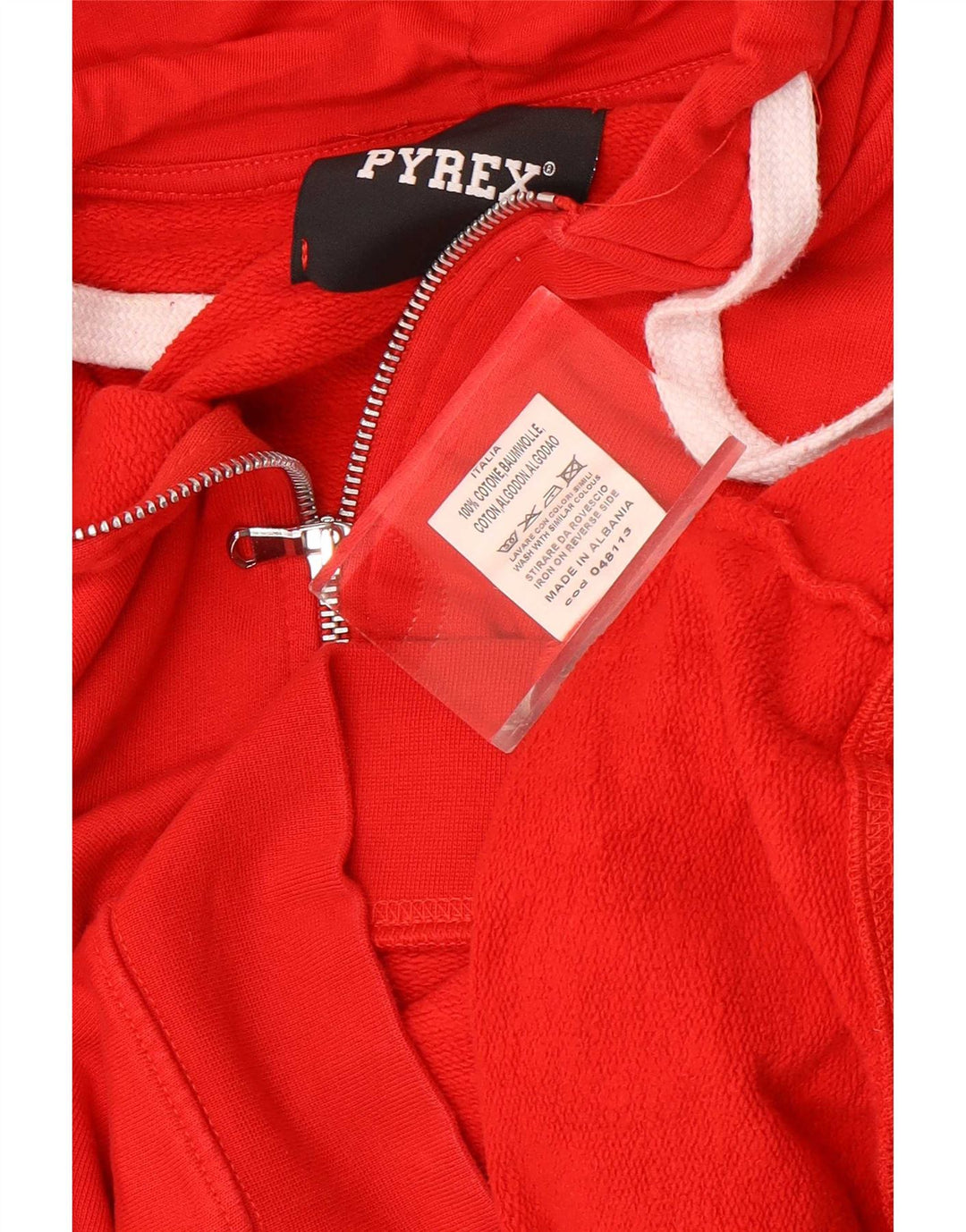 Pyrex Dame Grafisk Hættetrøje Sweater UK 14 Medium Rød Bomuld