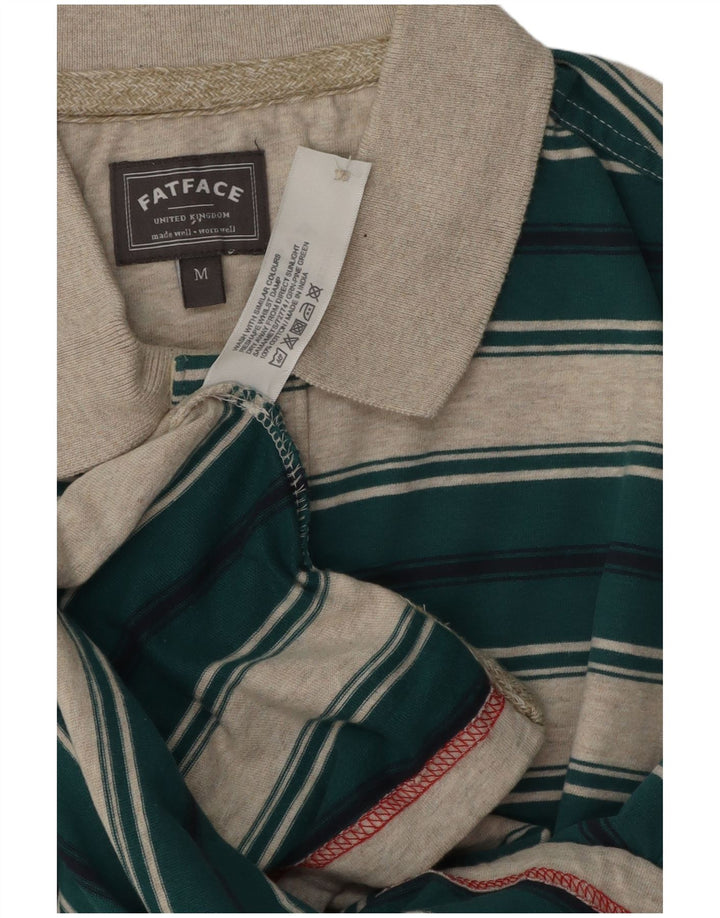 Fat Face Herre Polo Shirt Medium Grøn Stribet Bomuld