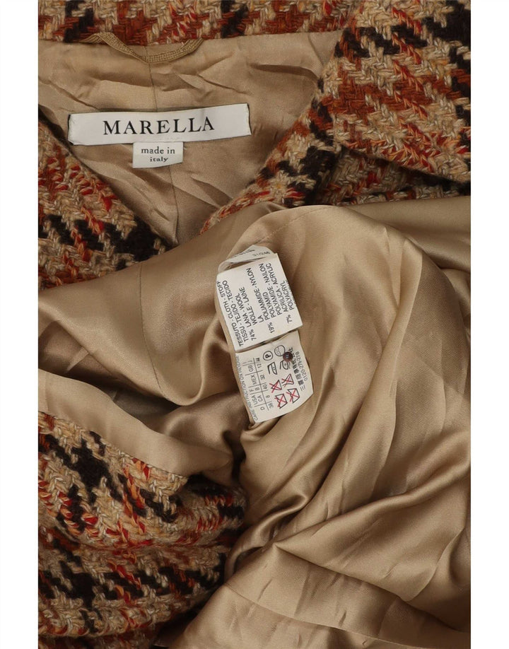 Marella Dame Blazer Jacket UK 12 Medium Brown Houndstooth Classic