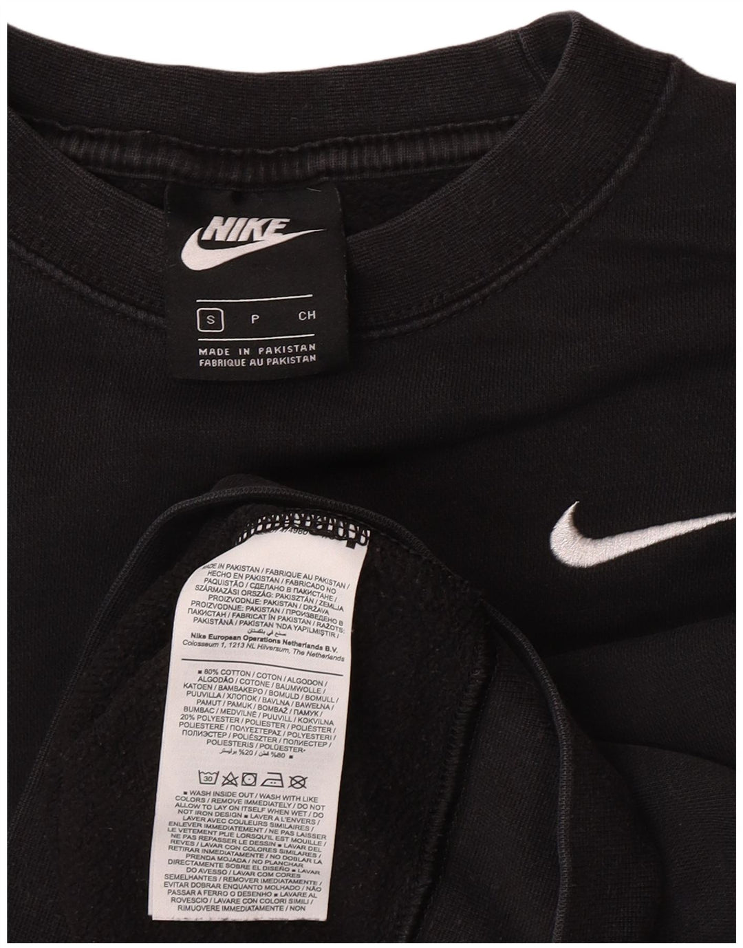 Nike Womens Crop Oversized Sweatshirt Jumper UK 10 Small Black Bomuld