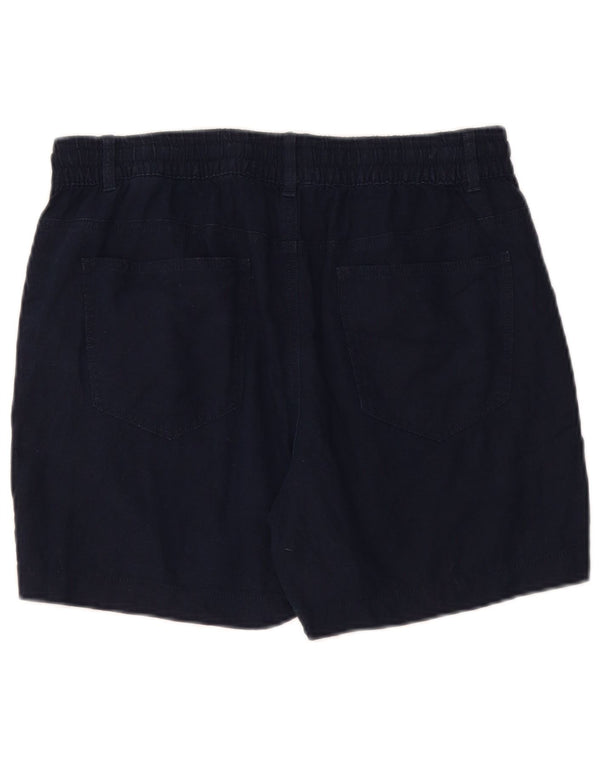 Marks & Spencer Womens Casual Shorts UK 14 Large W34  Navy Blue Linen