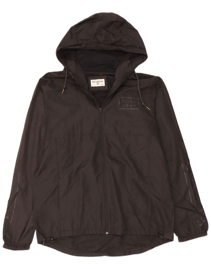 Billabong Herre Grafisk Hætte Regnjakke UK 44 2XL Sort Polyester