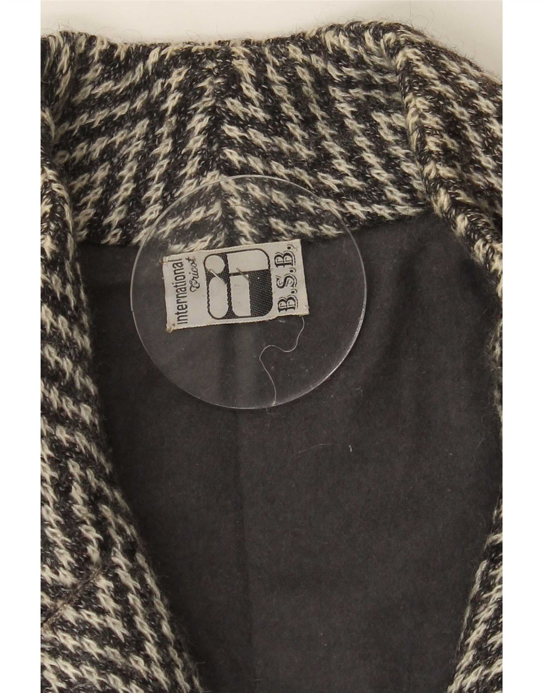 Vintage Dame Overfrakke UK 16 Large Grey Herringbone