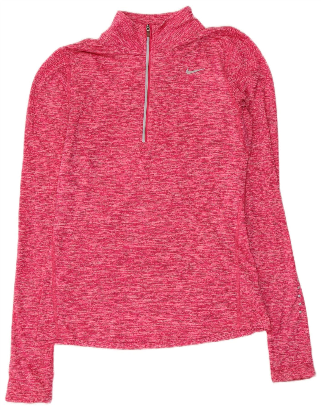Nike Dame Dri Fit Pullover med lynlås-hals Træningsdragt Top UK 6 XS Pink Flecked
