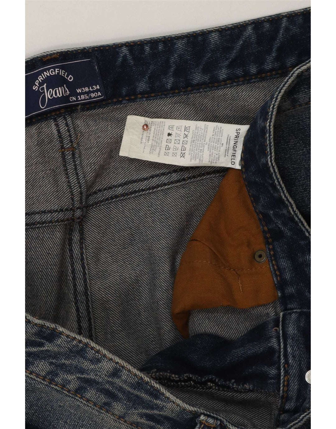 Springfield Slim Jeans til mænd W38 L34 blå bomuld