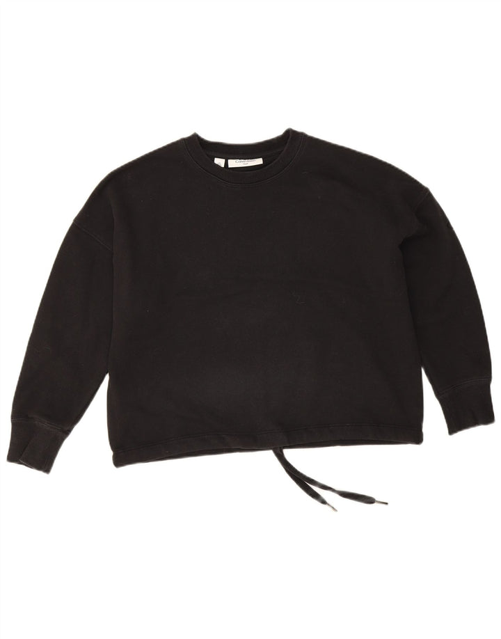 Calvin Klein Womens Golf Crop Oversized Top 3/4 ærme UK 10 Small Black
