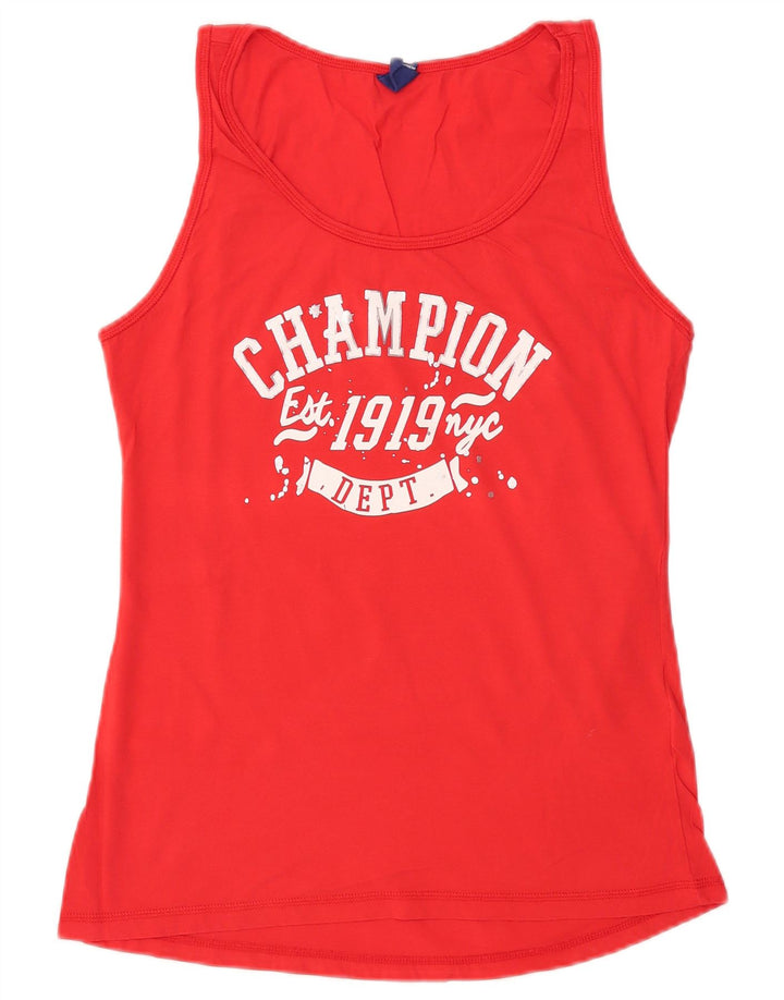 CHAMPION Dame Grafisk Vest Top UK 20 2XL Rød Bomuld