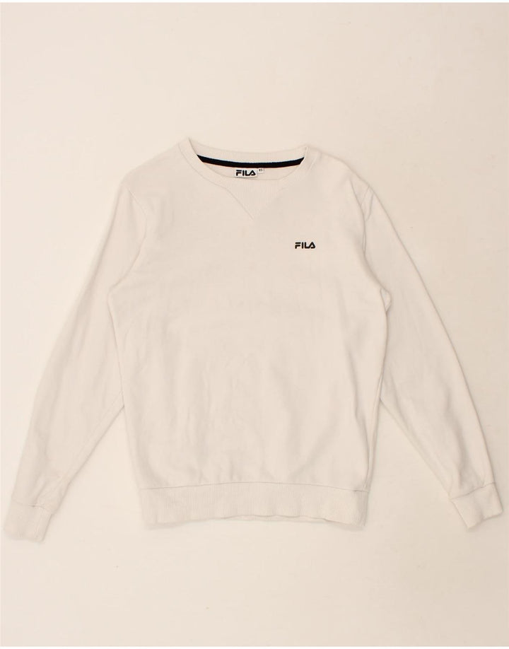 FILA Womens Sweatshirt Jumper UK 6 XS White Cotton Vintage Fila and Second-Hand Fila from Messina Hembry 