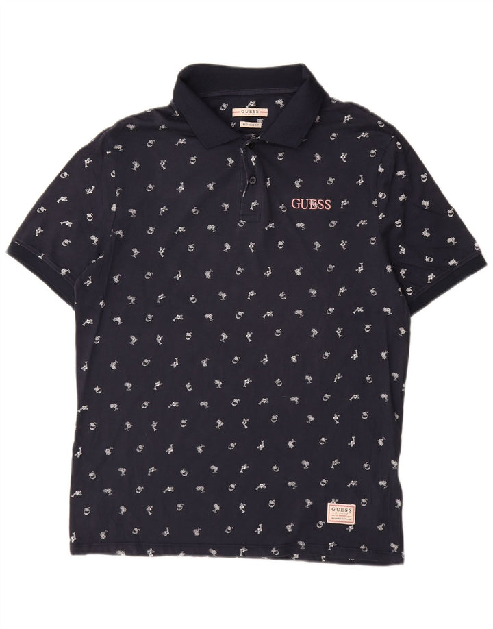Guess Herre Regular Fit Polo Shirt Lille marineblå plettet bomuld