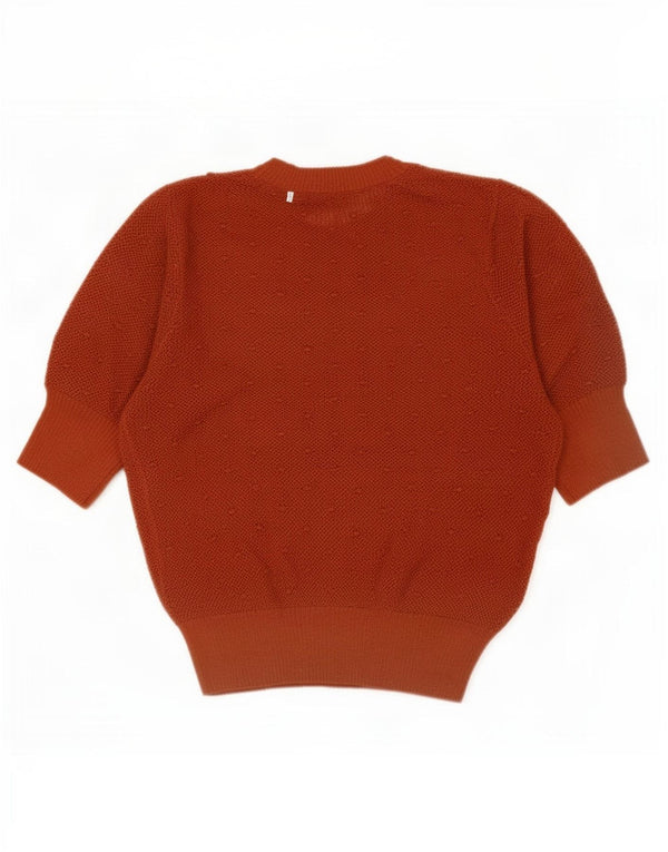 Zara Womens Crop Kortærmet Jumper Sweater med rund hals UK 10 Lille Brun