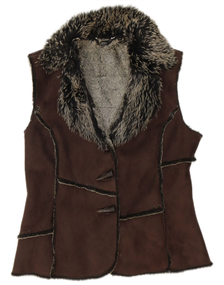 Debenhams Dame Sherpa Gilet UK 12 Medium Brun Polyester