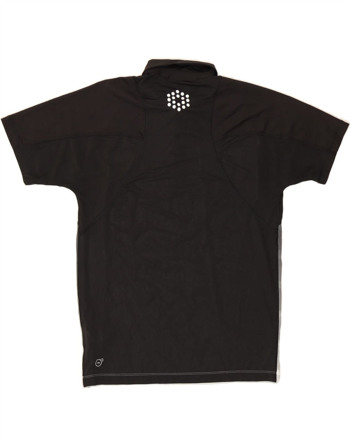 PUMA Mens Polo Shirt Medium Black Striped Polyester Vintage Puma and Second-Hand Puma from Messina Hembry 