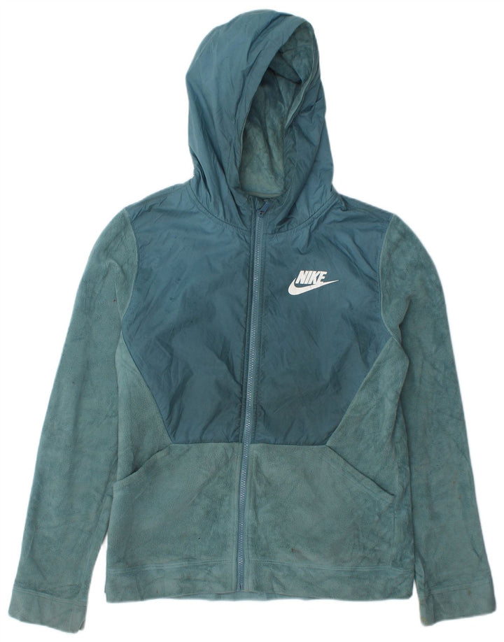 Nike dame fleecejakke med hætte UK 18 XL Blå polyester