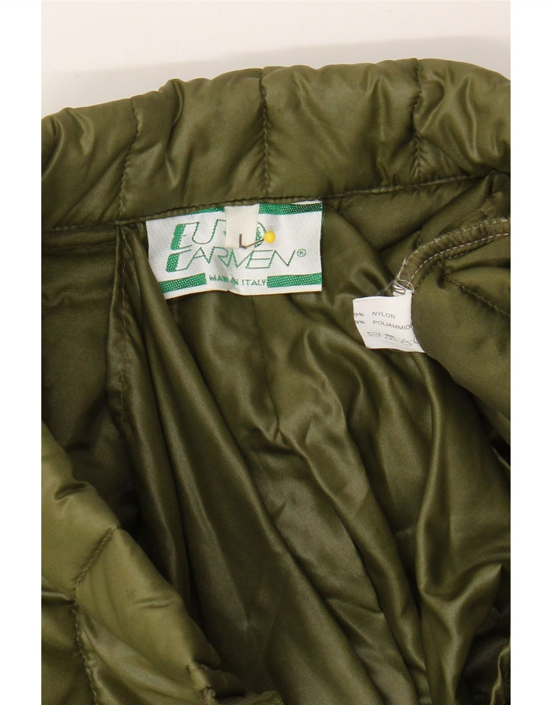VINTAGE Mens Padded Jacket UK 40 Large Green Nylon Vintage Vintage and Second-Hand Vintage from Messina Hembry 