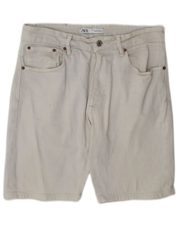 Zara Herre Denim Shorts EU 40 Medium W30 Beige Bomuld