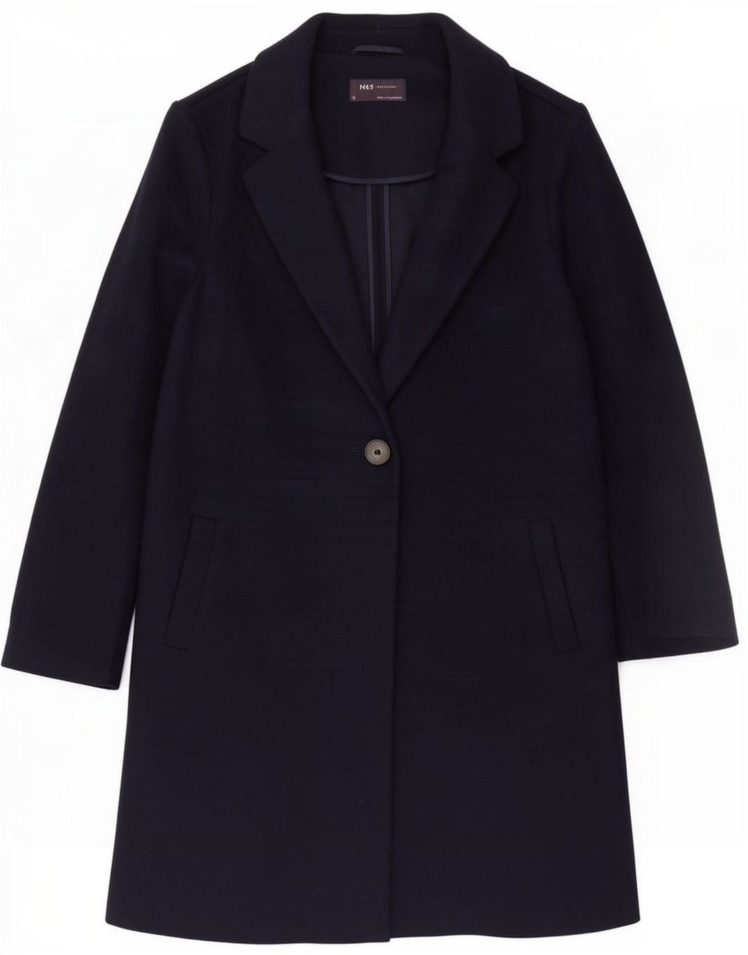 Marks & Spencer Dame Oversized Overfrakke UK 10 Small Navy Blue Polyester