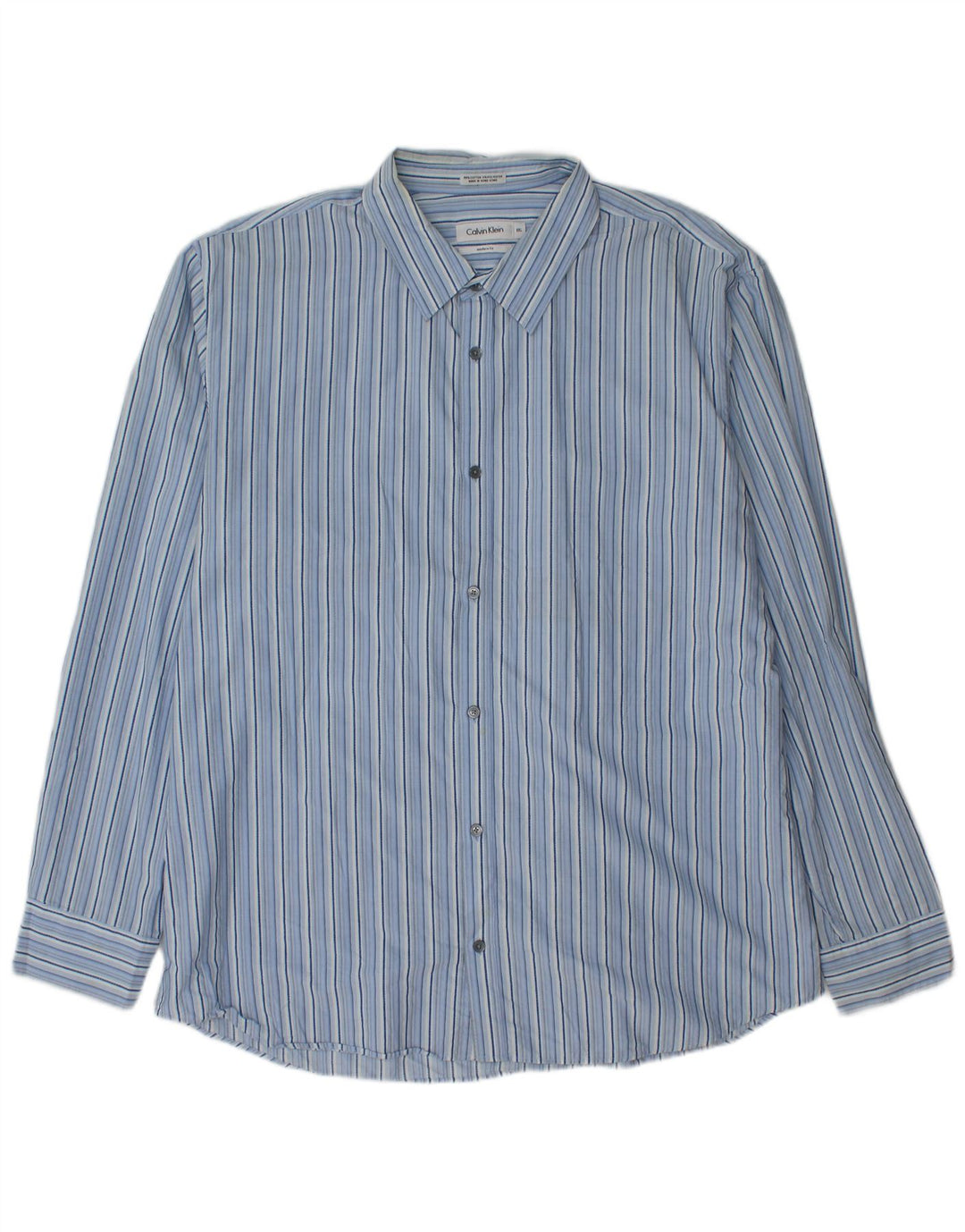 CALVIN KLEIN Herre Modern Fit skjorte 2XL blå stribet bomuld