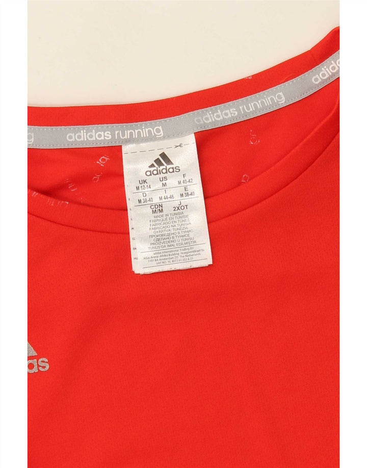 Adidas Dame Running Grafisk T-Shirt Top UK 12/14 Medium Orange Polyester