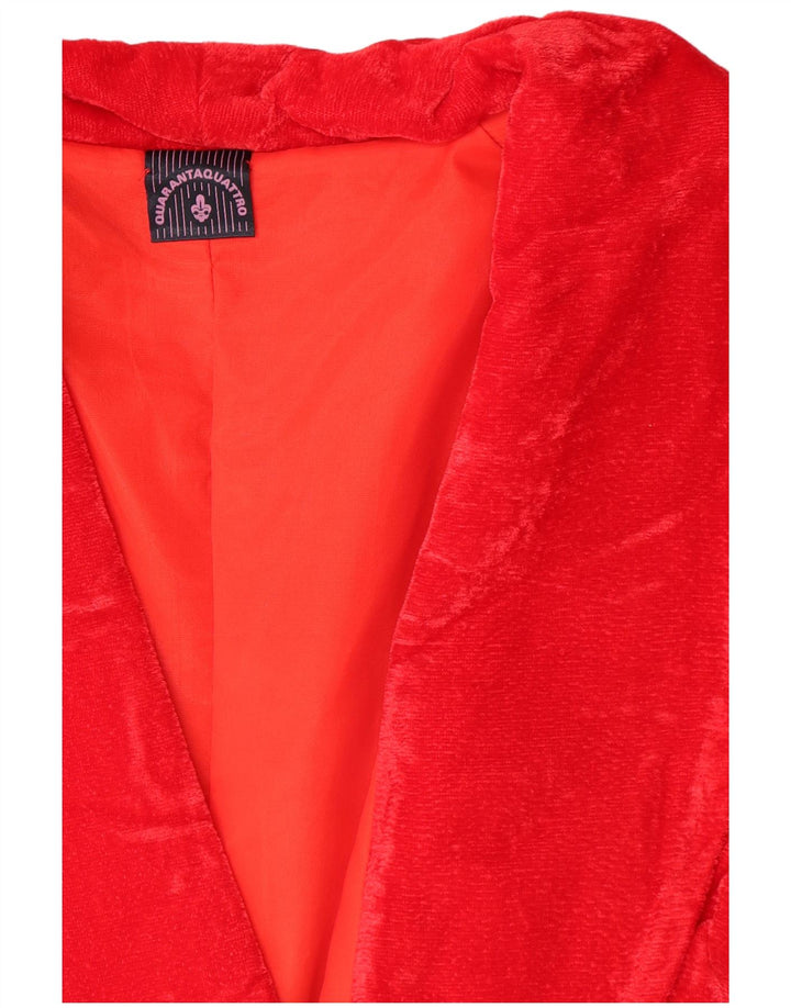 Vintage Dame Velour Dobbeltradet Frakke UK 12 Medium Rød