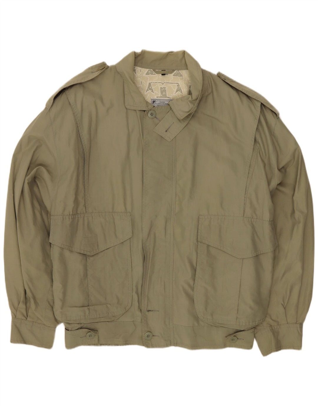 Vintage Herre Military Jacket IT 50 Stor Khaki Bomuld