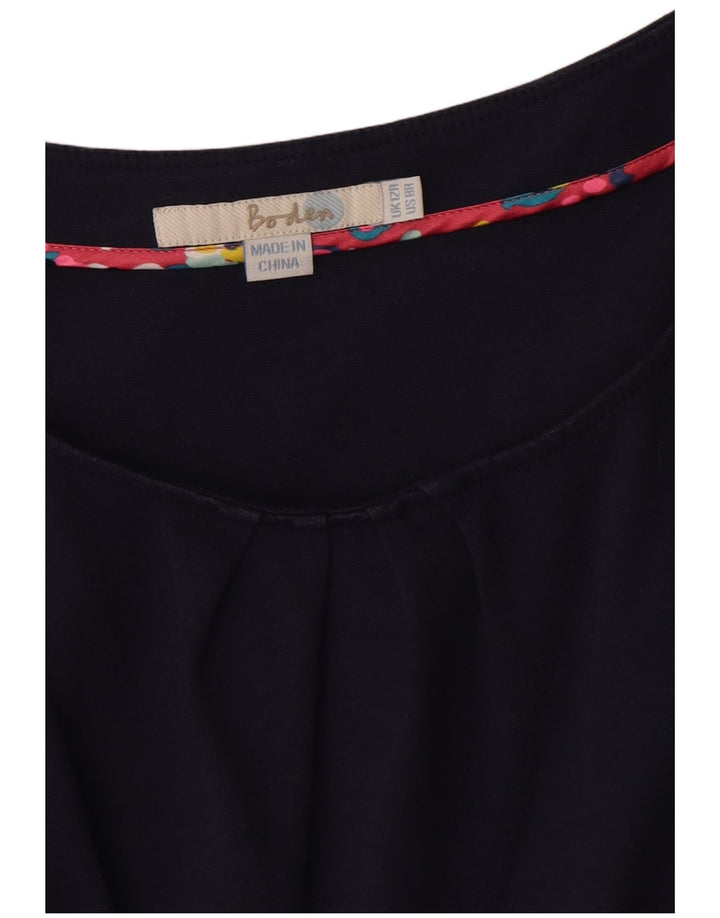 Boden Dame A-Line Kjole UK 12 Medium Navy Blue Bomuld