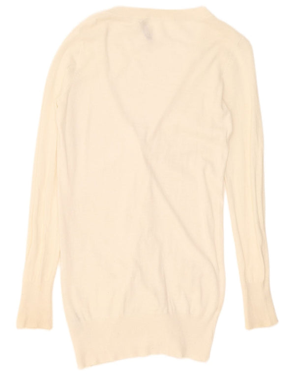 Oasis Womens Longline Cardigan Sweater UK 6 XS Off White Cotton