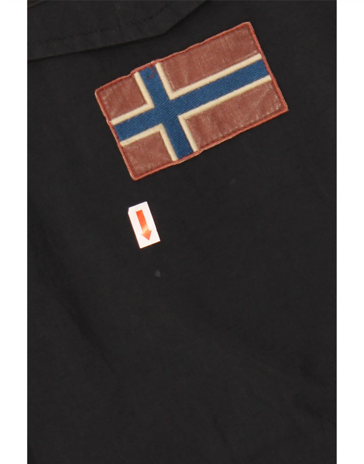 NAPAPIJRI Herre grafisk hættejakke i anorak UK 36 Lille sort polyester