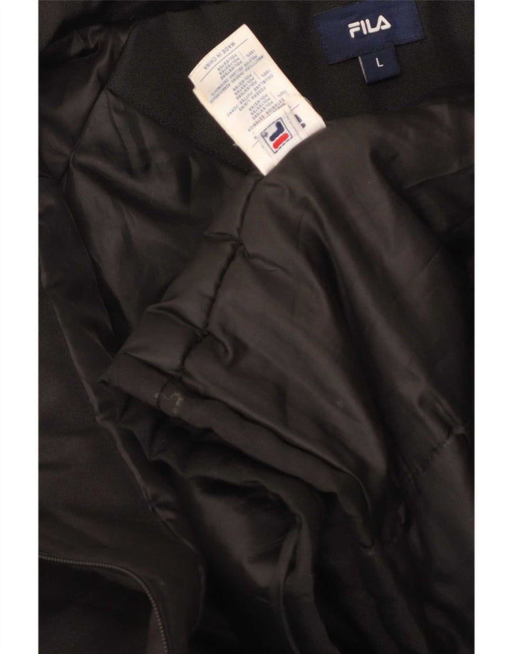 Fila Herre Hooded Windbreaker Jacket UK 40 Large Black Polyester