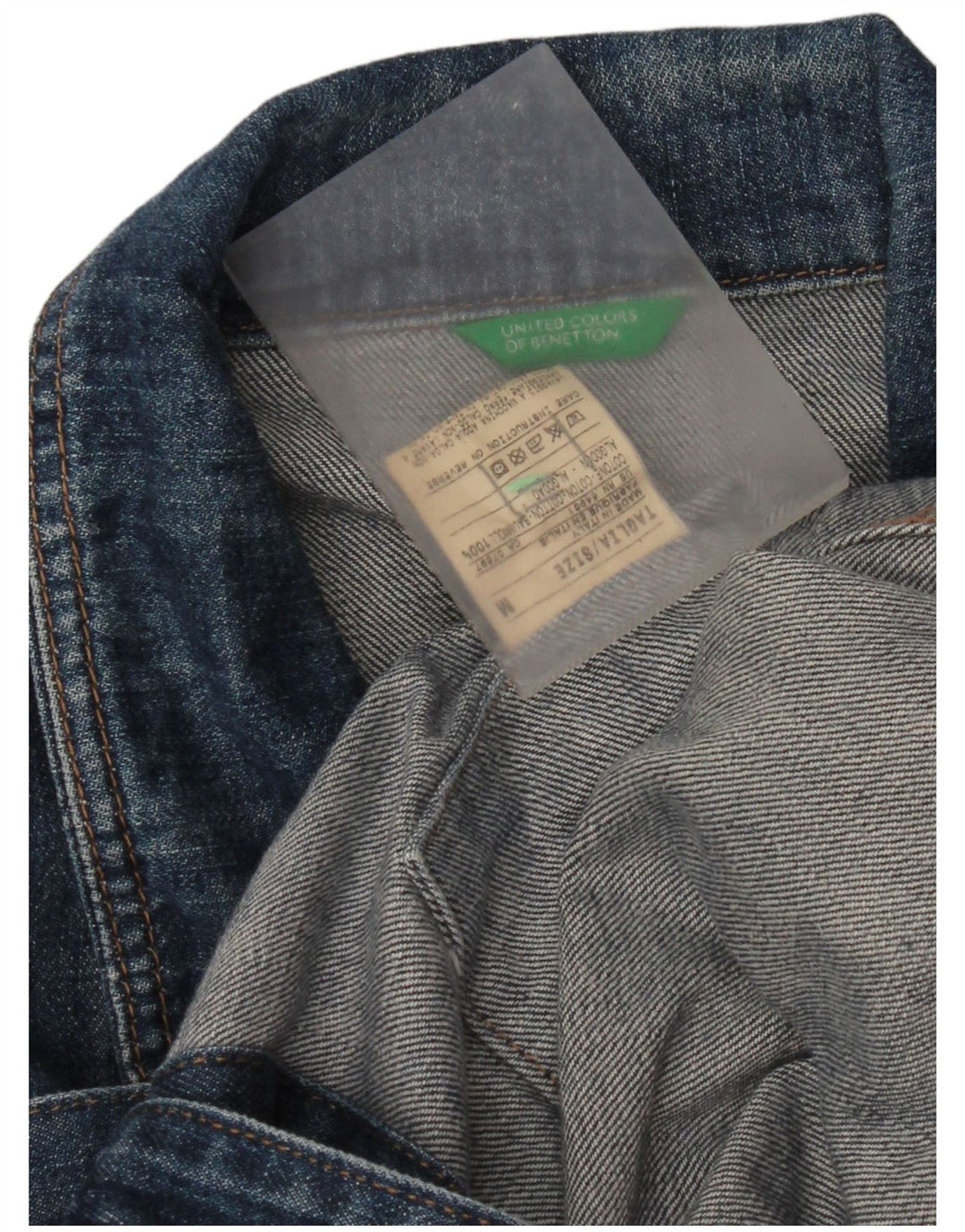 Benetton Dame denimjakke UK 14 Medium Blue Bomuld