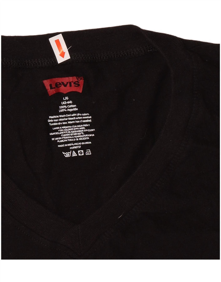 Levi's Dame T-Shirt Top UK 16 Stor Sort Bomuld Klassisk