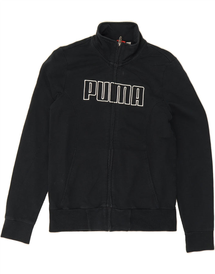 PUMA Womens Graphic Tracksuit Top Jacket UK 12 Medium Black Cotton Vintage Puma and Second-Hand Puma from Messina Hembry 