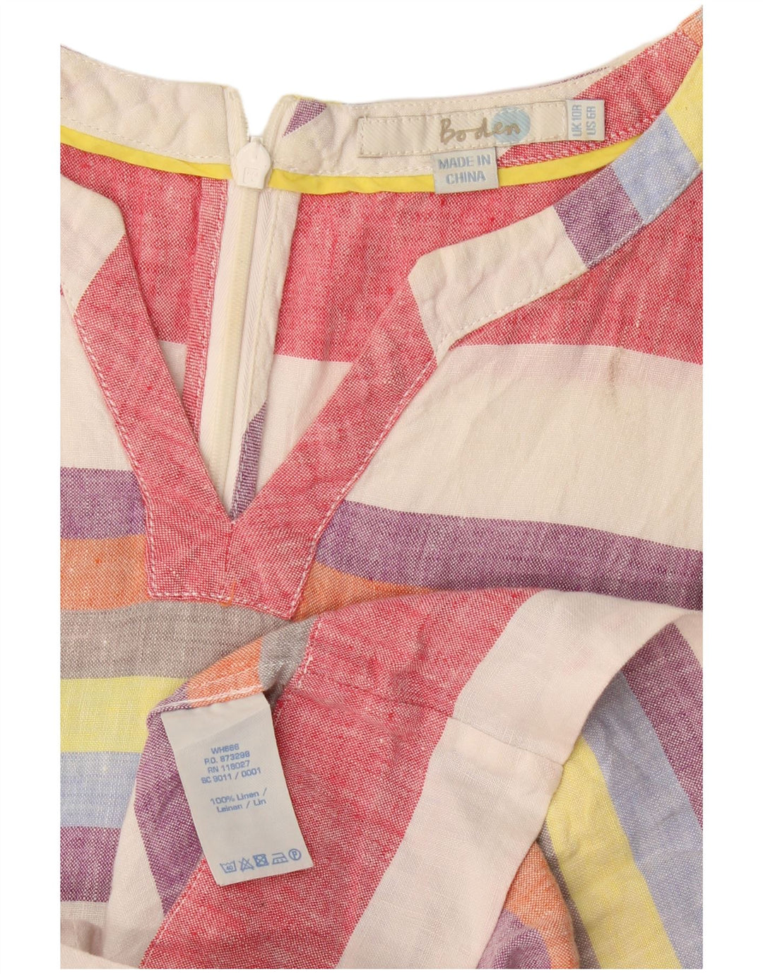 Boden Dame Ærmeløs Skede Kjole UK 10 Small Multicolored Striped