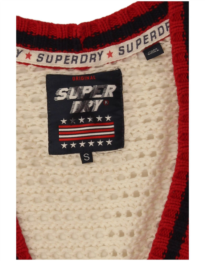 Superdry oversized cardigan sweater til kvinder UK 10 Small White Colourblock