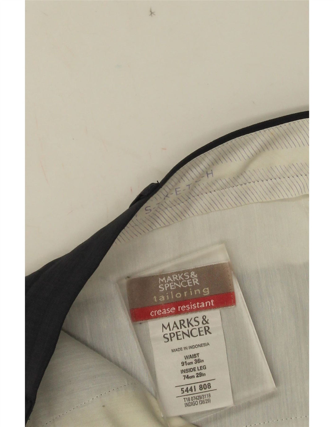 Marks & Spencer Straight Suit Bukser til mænd W36 L29 Marineblå polyester