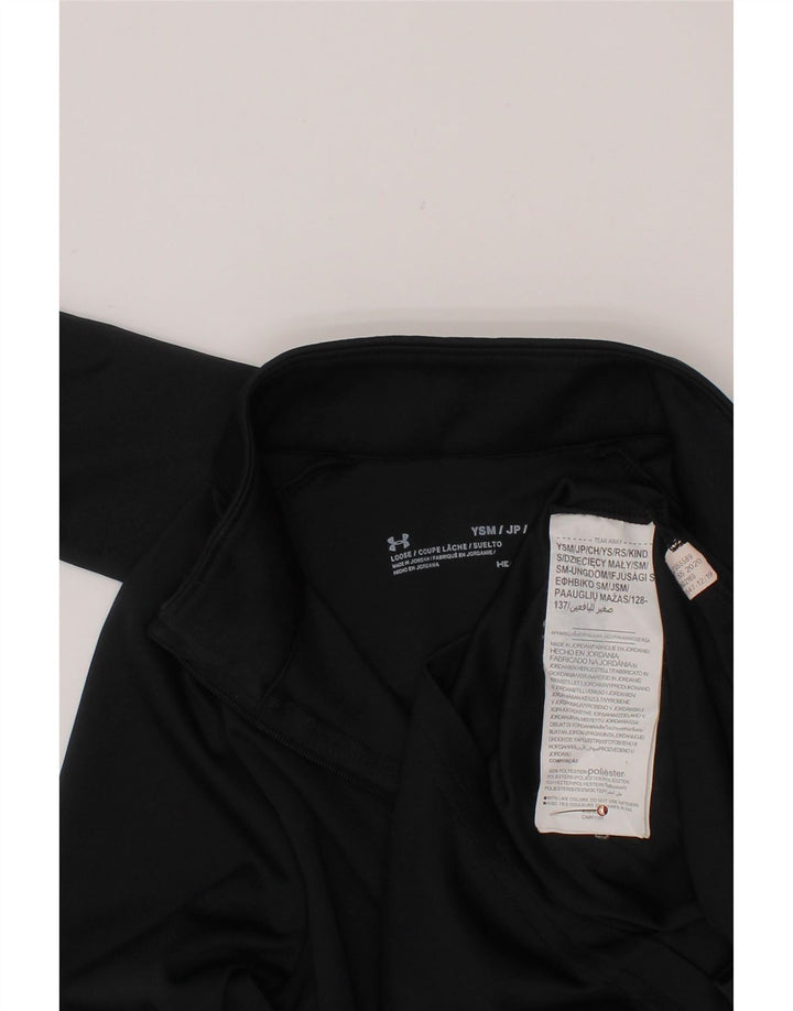 UNDER ARMOUR Boys Heat Gear Pullover Træningsdragt Top 7-8 år Lille Sort