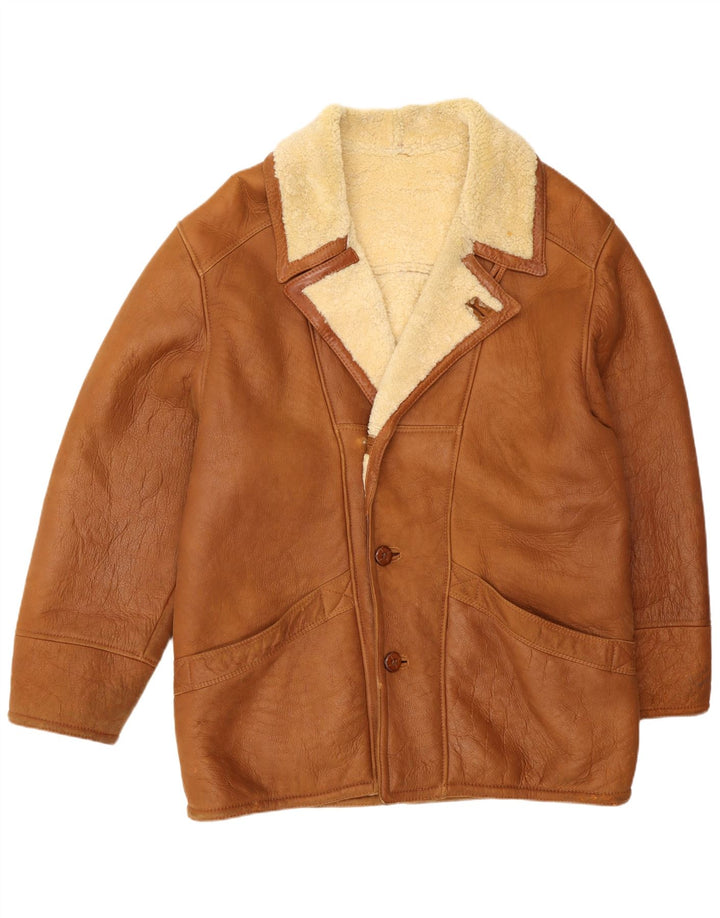 Vintage Herre Shearling Jacket UK 42 XL Brown Shearling