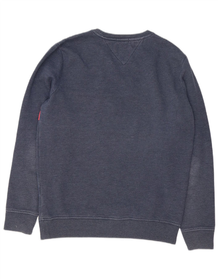 Tommy Hilfiger Herre grafisk sweatshirt Jumper Medium Navy Blue Colourblock