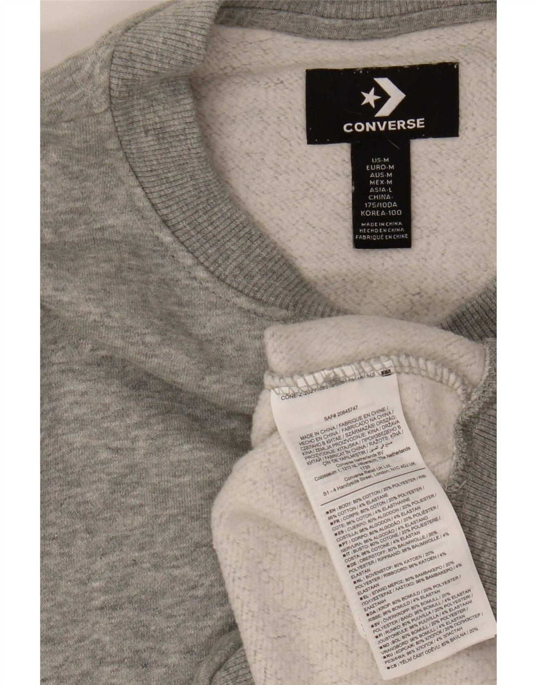 Converse Herre Peanuts Grafisk Sweatshirt Jumper Medium Grå Bomuld