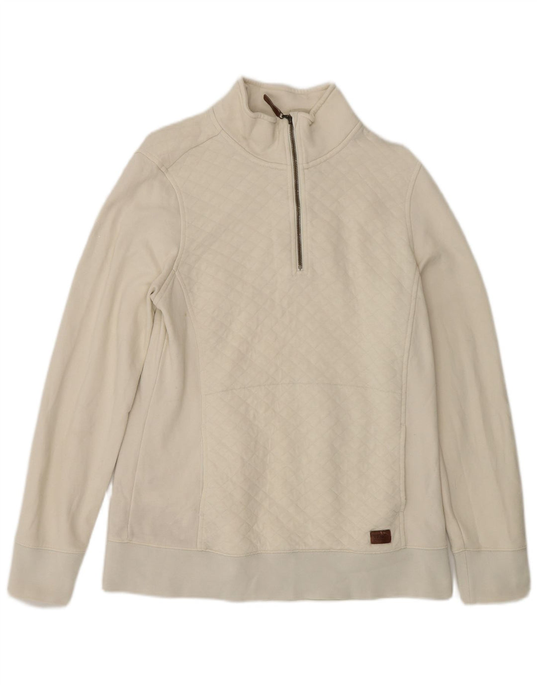 L.L.Bean Dame Oversized Zip Neck Sweatshirt Jumper UK 10 Small White