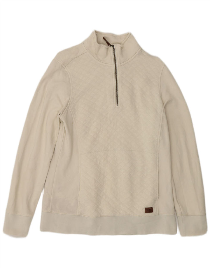 L.L.Bean Dame Oversized Zip Neck Sweatshirt Jumper UK 10 Small White
