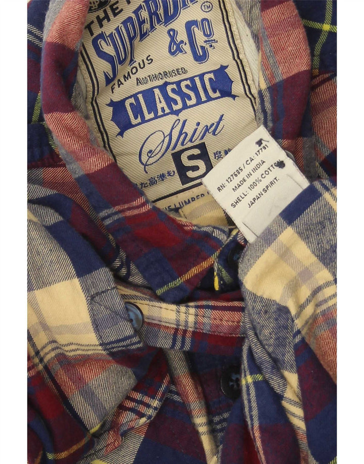 Superdry Flanelskjorte til mænd Lille flerfarvet ternet bomuld