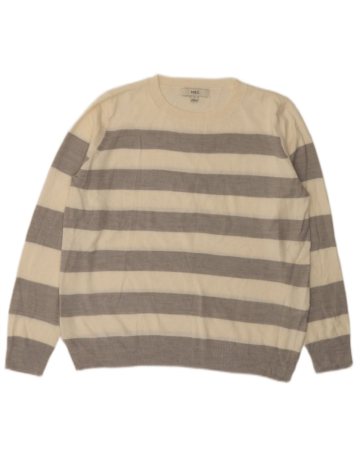 Marks & Spencer Dame sweater med rund hals DK 12 Mellem grå stribet