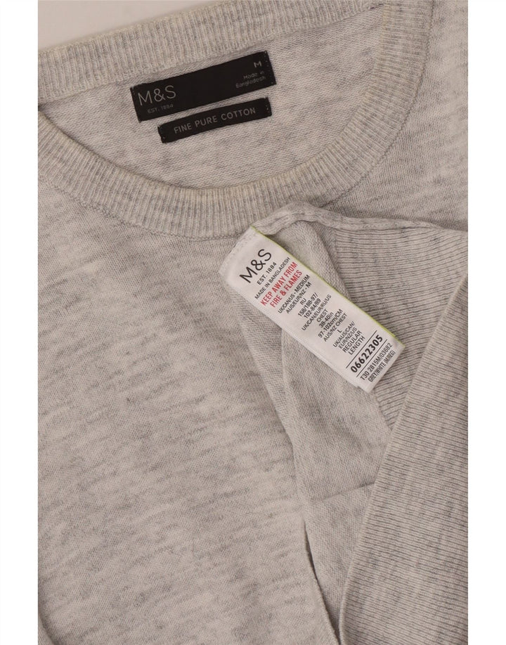 Marks & Spencer Herretrøjetrøje med rund hals, mellemgrå flækket bomuld