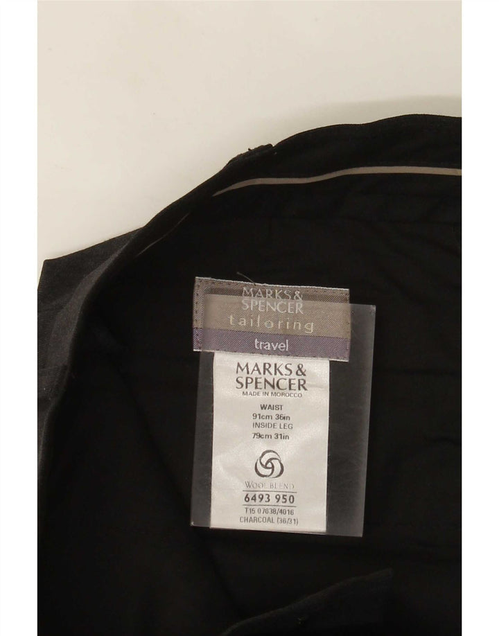 Marks & Spencer Herre skræddersyede jakkesætsbukser W36 L31 Grå polyester
