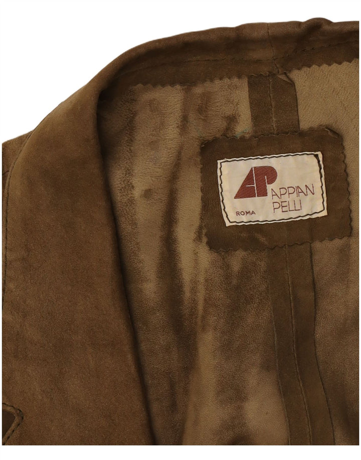 Vintage dame ruskind Gilet UK 14 medium brun