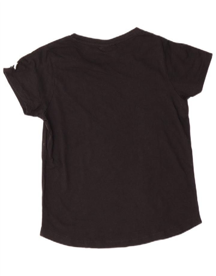 KAPPA Grafisk T-shirt top til kvinder UK 10 Lille sort bomuld