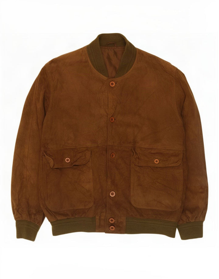 Vintage herre ruskind bomberjakke IT 58 4XL brunt læder