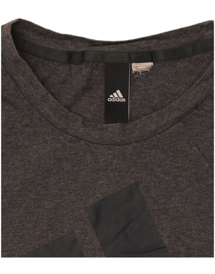 Adidas Dame Grafisk T-Shirt Top UK 10 Lille Grå