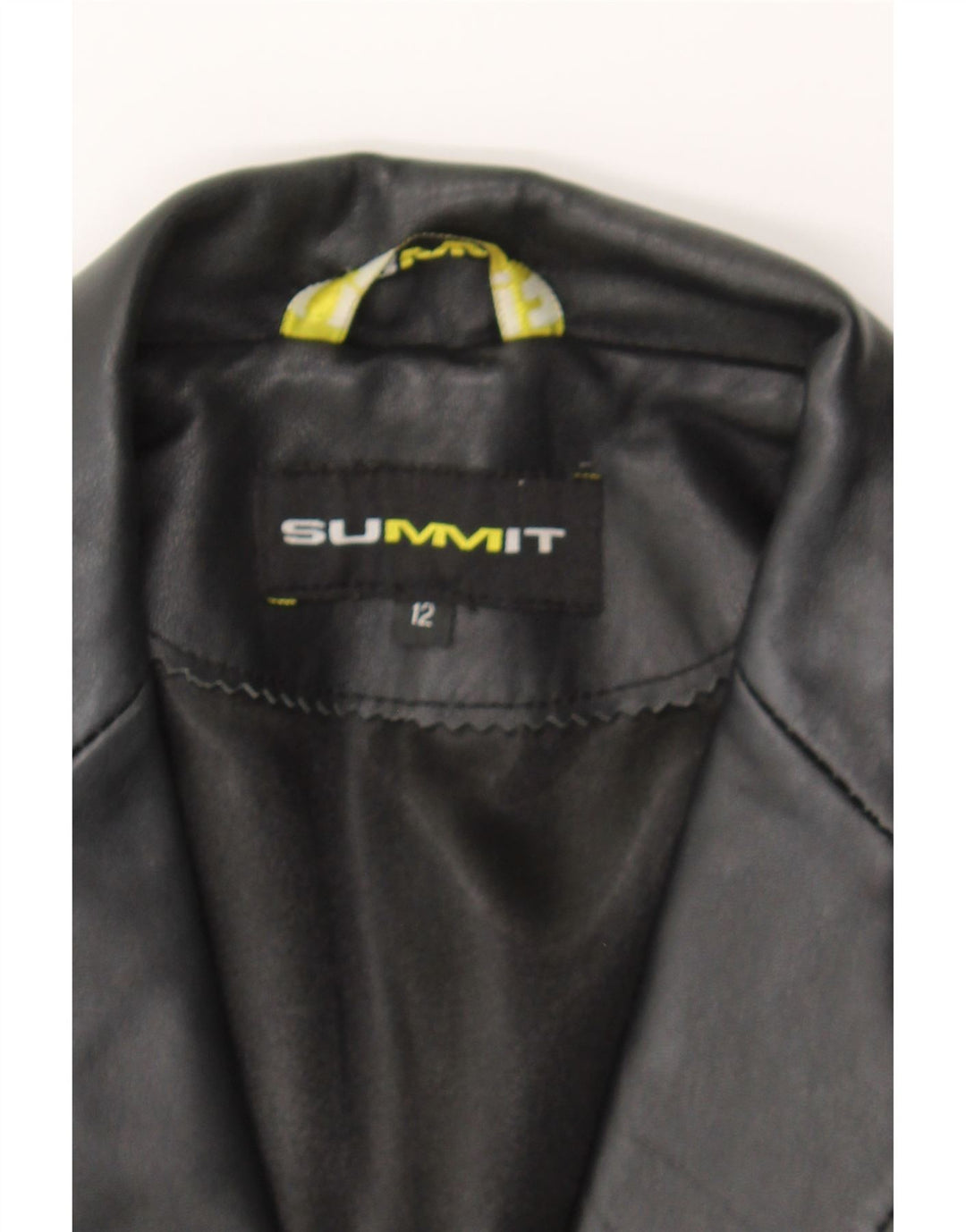 SUMMIT Womens 3 Button Leather Blazer Jacket UK 12 Medium Black Leather Vintage Summit and Second-Hand Summit from Messina Hembry 